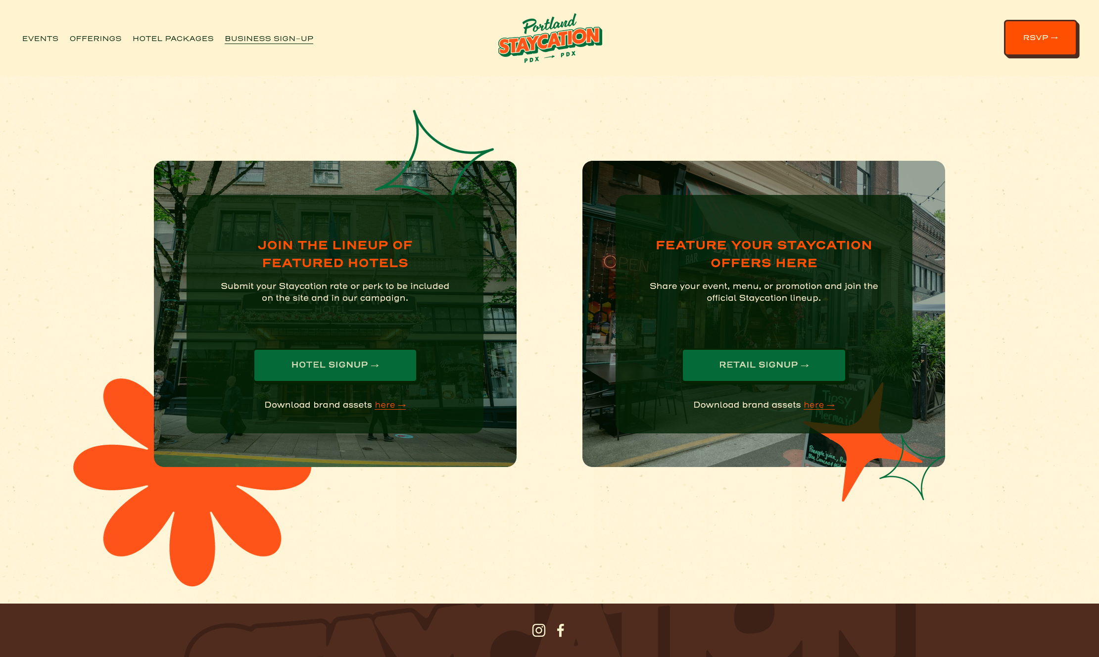 Portland Staycation website — Sign Up